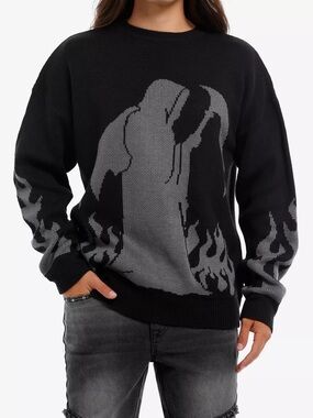 Unisex Grim Reaper Intarsia Sweater Hot Topic